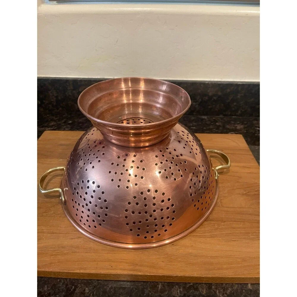12 inch vintage copper colander